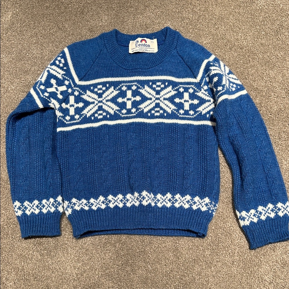 Kids Blue and White Patterned Sweater